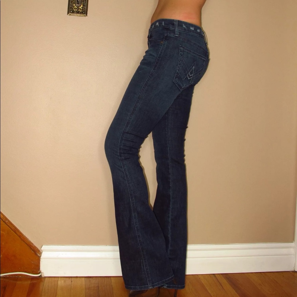 7 For All Mankind Womens Jeans Size 25 Crystal A Pocket Flare Stretch Dark Denim - Picture 5 of 9